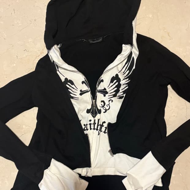 peace now 피스나우 블랙&화이트 레이어드 집업 후디