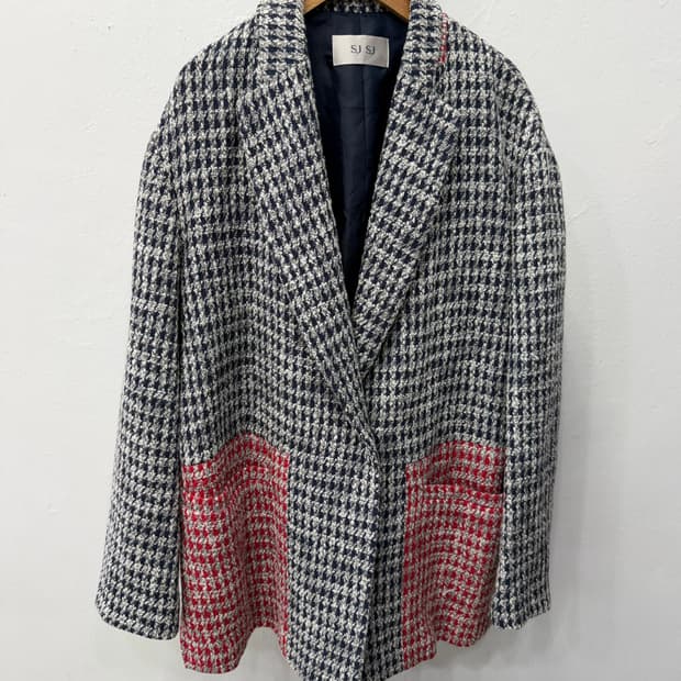 정품) SJ SJ 한섬 하운드투스 체크 자켓 88