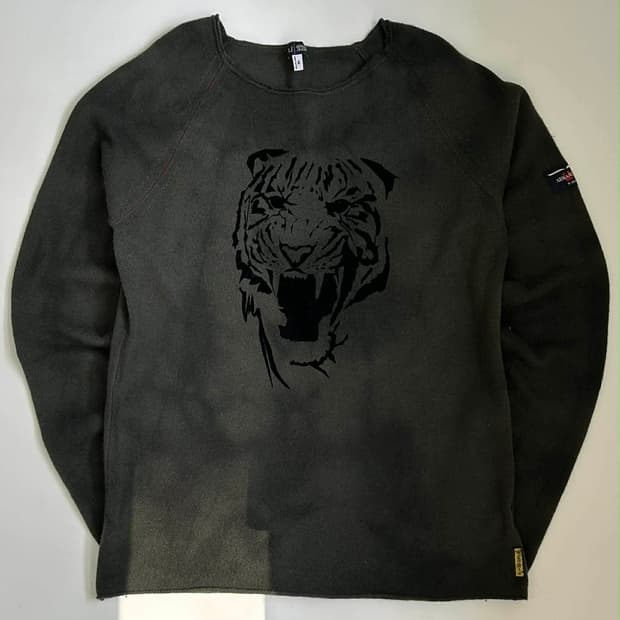 [M] 아르마니 진스 타이거 프린팅 울 니트