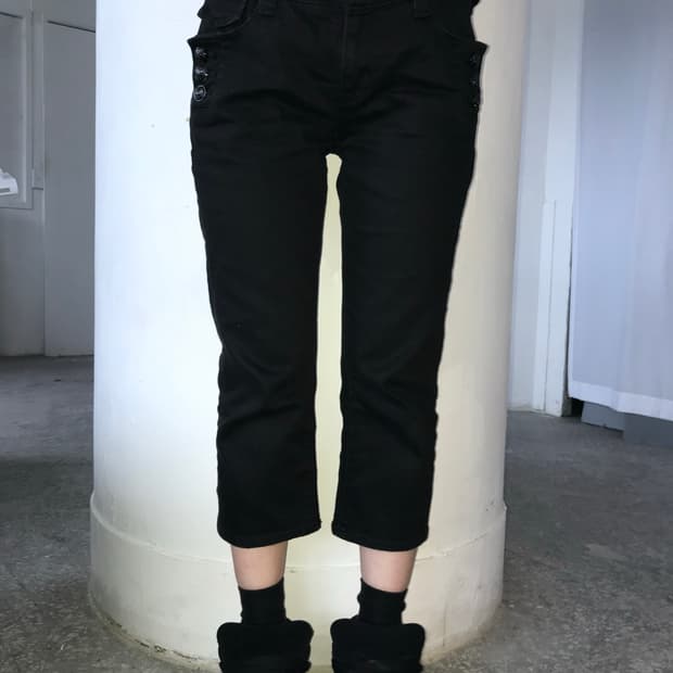 빈티지 블랙 카프리 팬츠