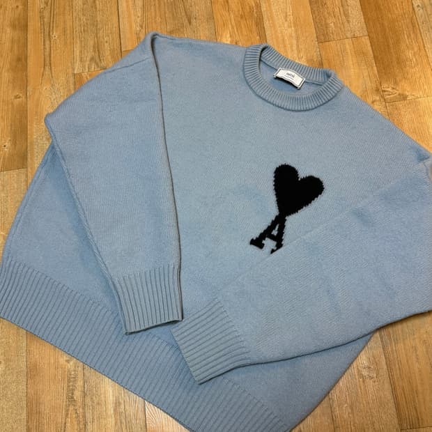 (L) 아미 인타르시아 니트 스틸블루