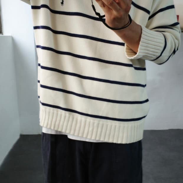 폴로 스트라이프 니트