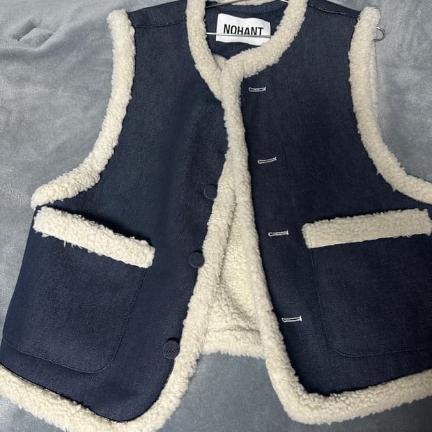 노앙 데님 시어링 베스트