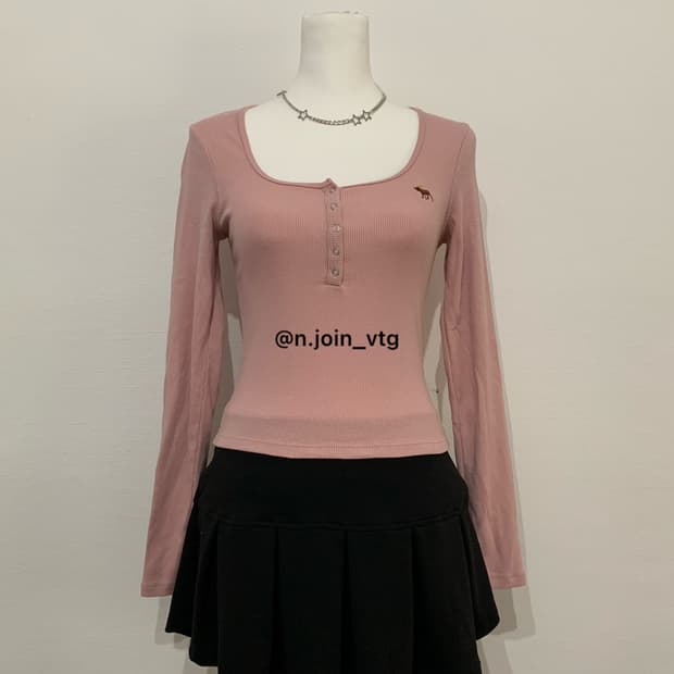 아베크롬비 헨리넥 뮤트 핑크 롱슬리브