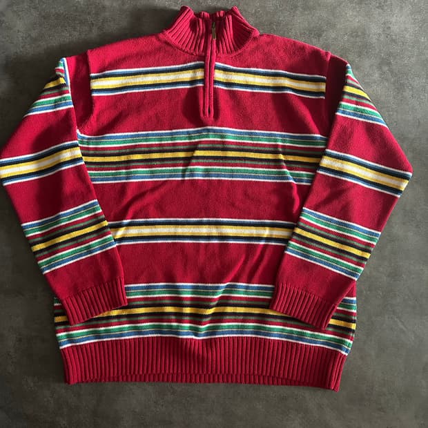 LAUREN 랄프로렌 하프집 스트라이프 니트 M