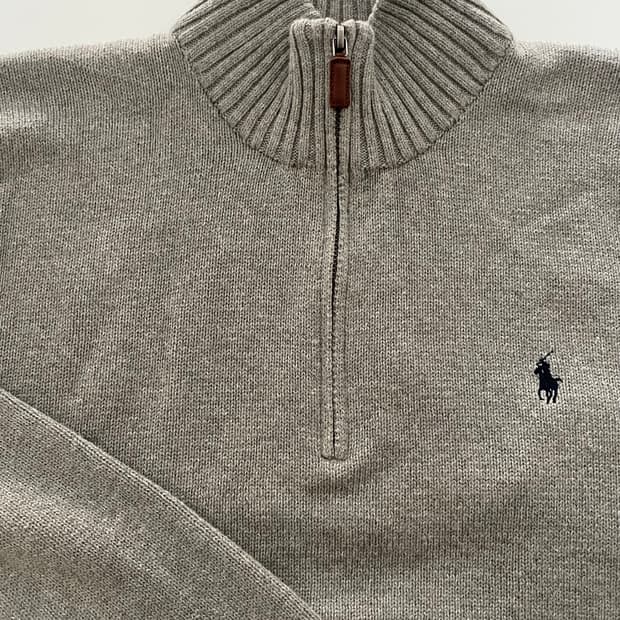 Polo 폴로 랄프로렌 반집업 그레이 니트 XL