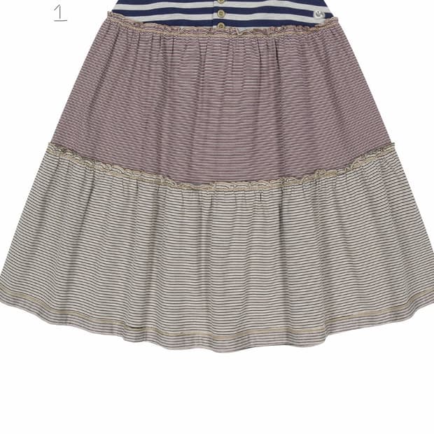 COLORED STRIPE MIDI SKIRT GREY BEIGE