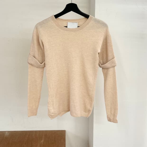 3.1 필립 림 베이지 롤업 레그 울 니트