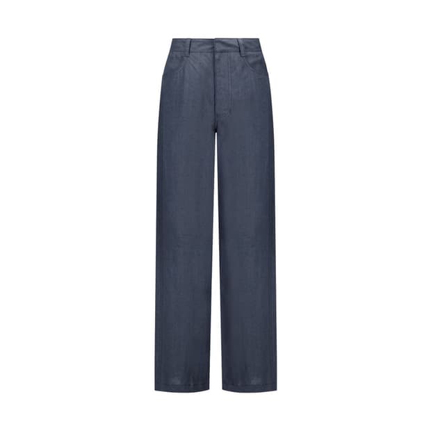 아모멘토 린넨 스트레이트 팬츠 블루 L