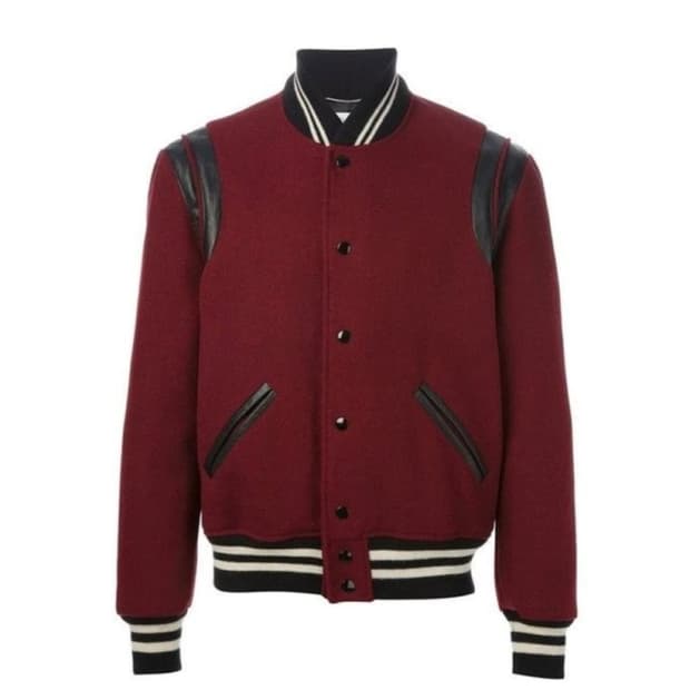 Saint Laurent 생로랑 울 레더 버건디 테디 자켓