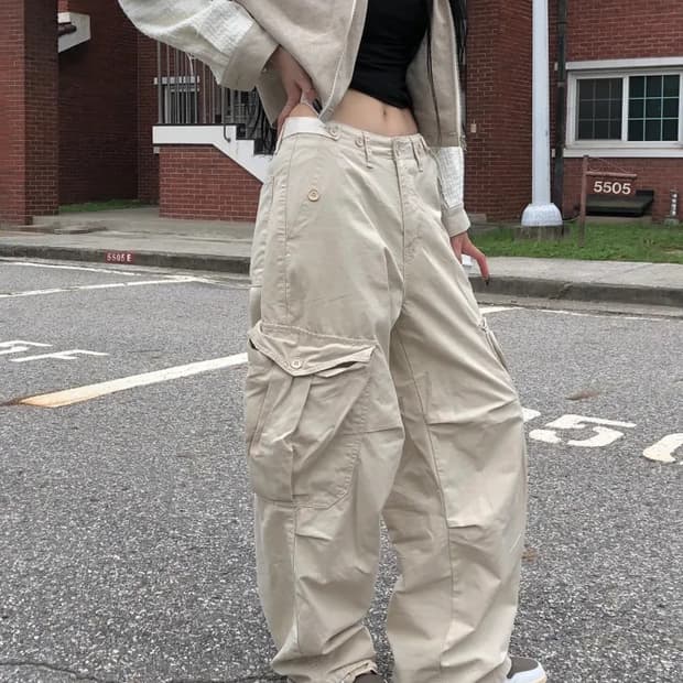 Ootj 벨 카고바지 베이지 s