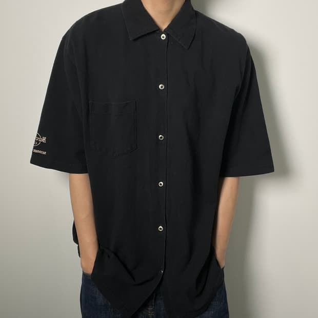 하드락카페 블랙 코튼 반팔 셔츠 