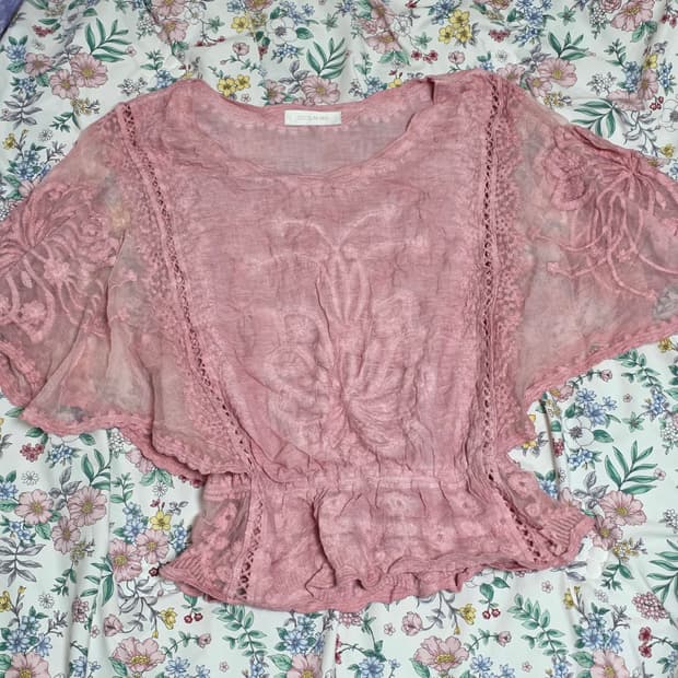 세실맥비 일본빈티지)가오리핏 모리걸 히메갸루 린넨 레이스자수 여름블라우스