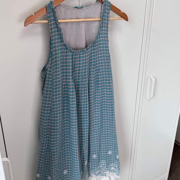 Vintage 체크 레이스 레이어드 나시 원피스