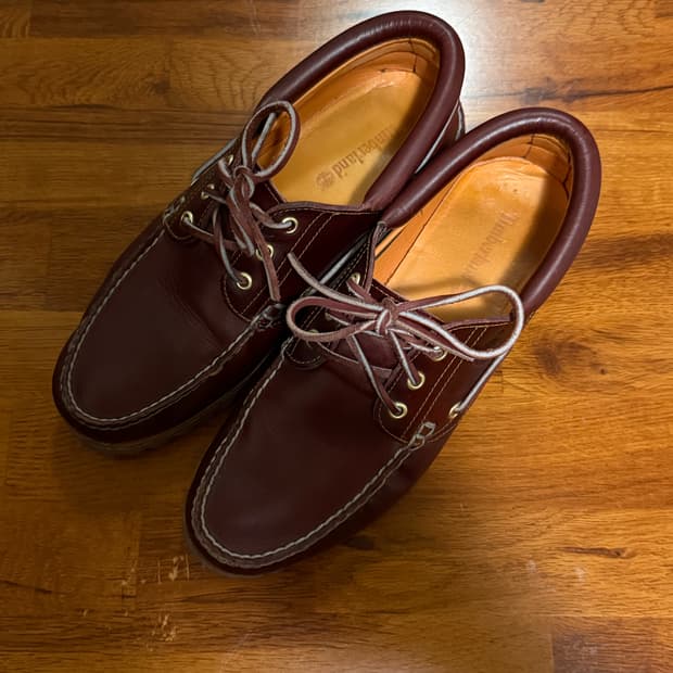 팀버랜드 남성 클래식 3아이 보트슈즈 버건디