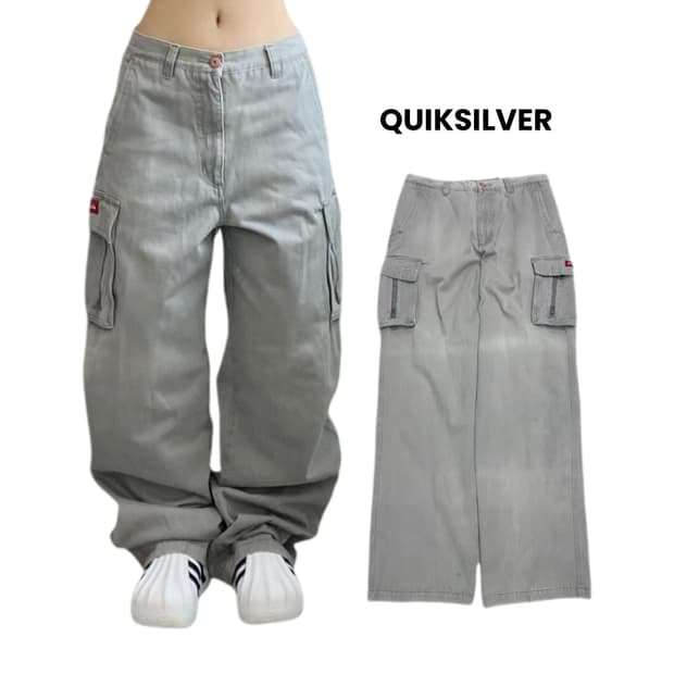 퀵실버 Y2K 탄창 와이드 워싱 카고팬츠
