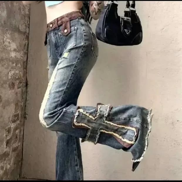 y2k 데님 부츠컷 청바지 펑크 지뢰계 고스펑크 고스로리 일본