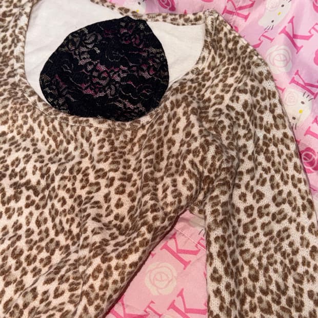 빈티지 핑크 호피 원피스 레이스 갸루 