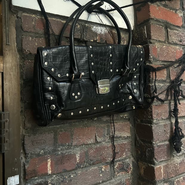 *rare design* 2000s y2k 블랙 크로커다일 레더 숄더백