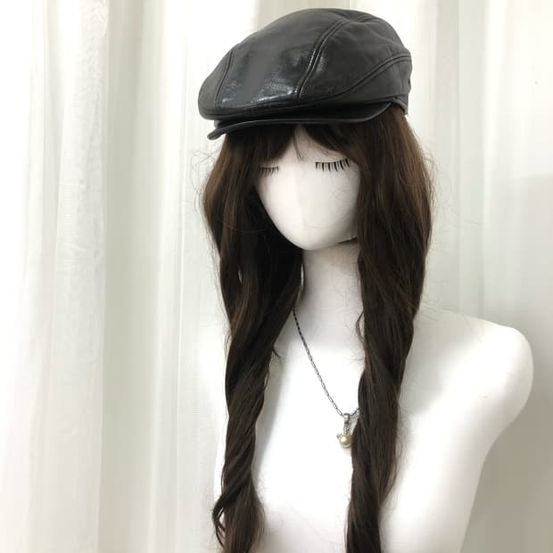 black leather basic hunting cap