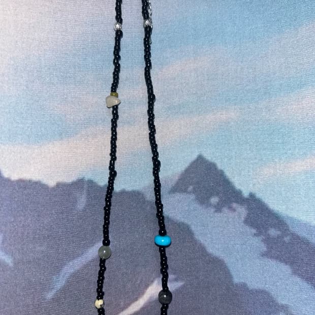 빈티지 비즈 블루 포인트 목걸이 / blue point necklace