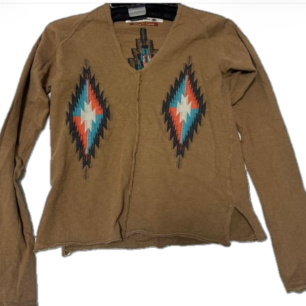 캐피탈 웨스턴 네이티브 패턴 워싱 슬리브 상의
