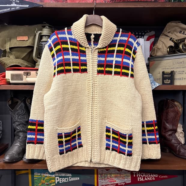 50s-70s lightning 지퍼 헤비 울 코위찬 집업 스웨터 N98