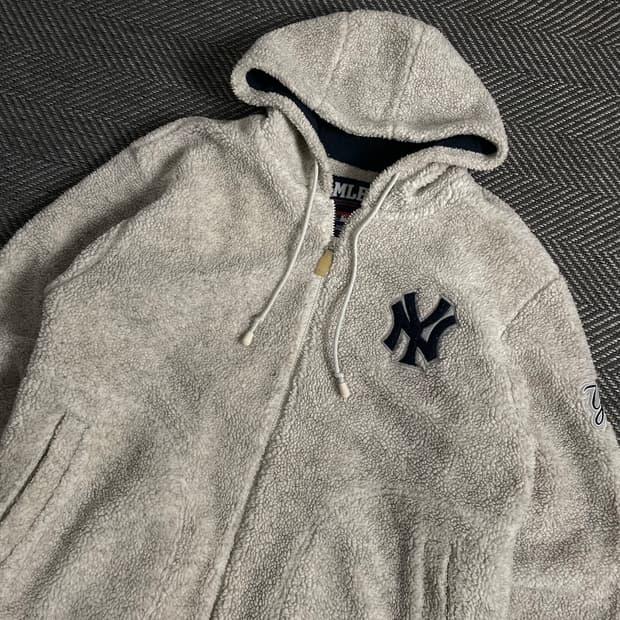 00s MLB 올드스쿨 뉴욕 양키스 플리스 후드 자켓 y 3732