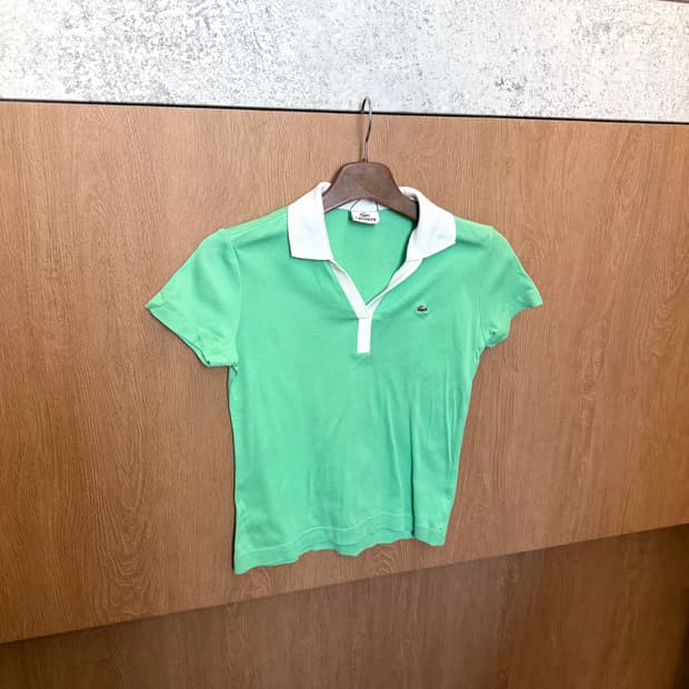 라코스테 카라 반팔 티셔츠 로고 자수 디테일 슬림핏 민트