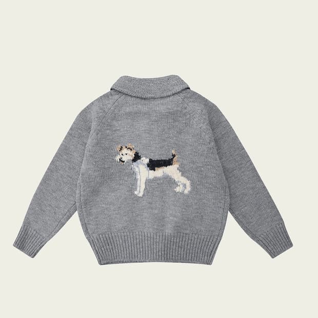 리본빛 퍼피 니트 집업 Puppy Over Zip-up Knit