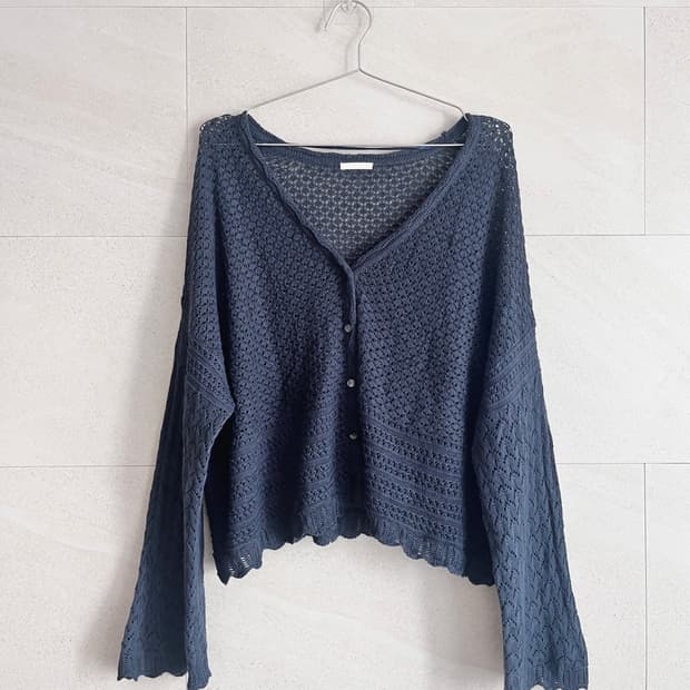 네이비 루즈핏 니트 가디건