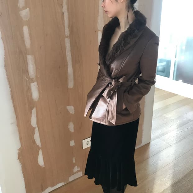  vintage button fur jacket