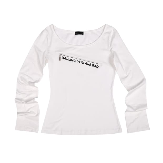 달링유어배드 unzipped logo t-shirt 지퍼 롱슬리브