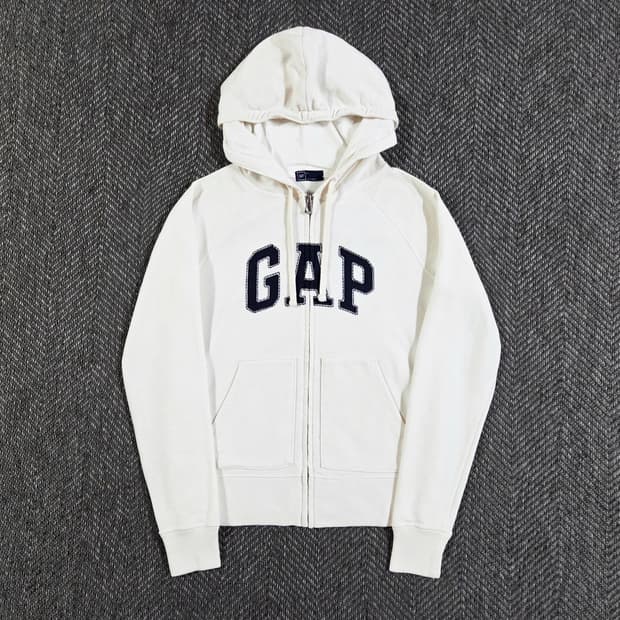 GAP 갭 빅로고 크림 화이트 풀집업 후드집업