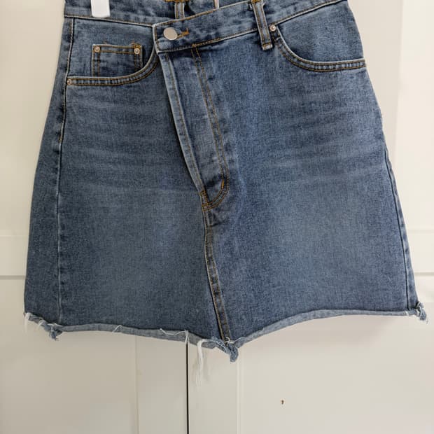 빈티지 언발 데님 미니 스커트