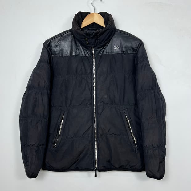 DIESEL 디젤 메탈로 레더 믹스 다운 패딩