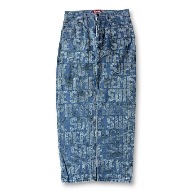 (30) 슈프림 니들 펀치 워시드 블루 팬츠