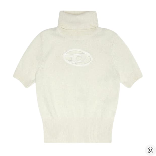 디젤 마가렛 컷아웃 로고 반팔 니트 아이보리 S 새제품