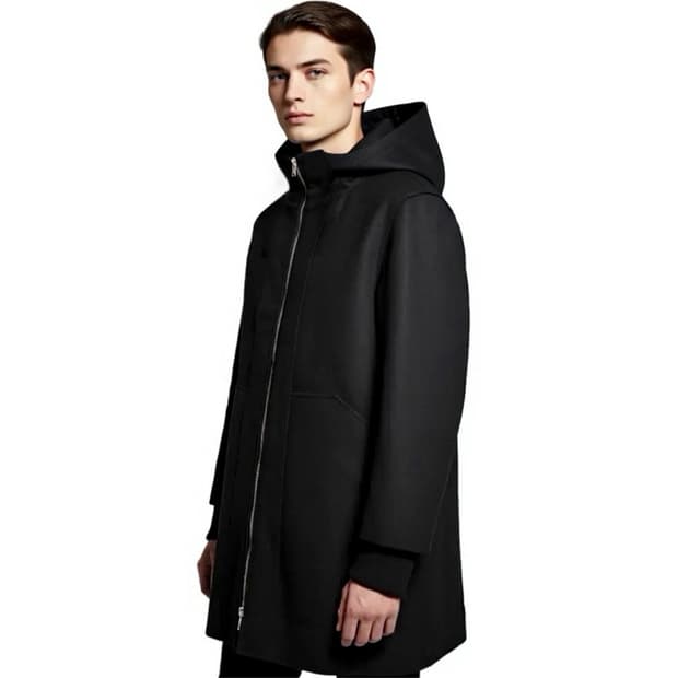 Kris Van Assche 후드 니트소매 레이어드 울 피코트