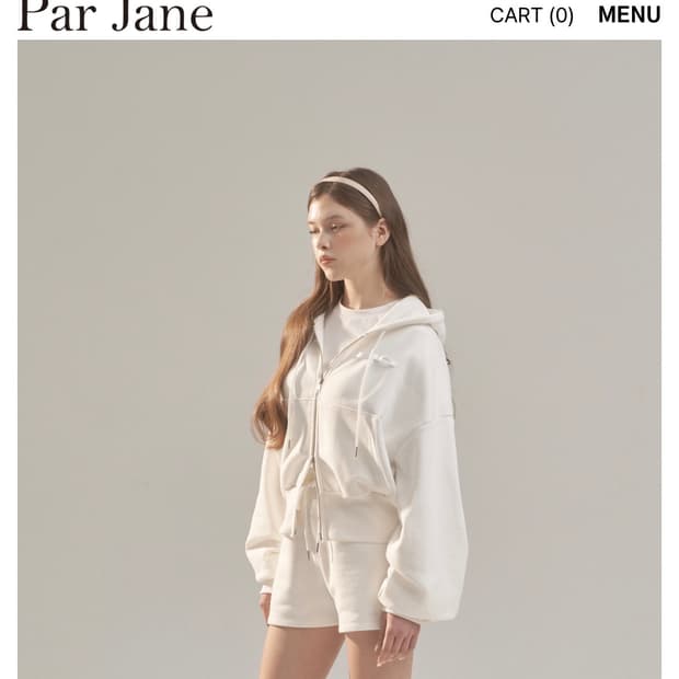 퍼제인 par jane 리본 로고 후드집업 화이트 