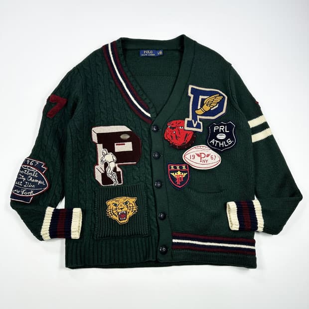 폴로 랄프로렌 클래식 패치 헤비 울 니트 가디건 실측M