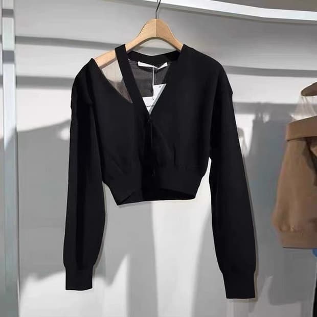 알렉산더왕 시스루 튤 원숄더 가디건