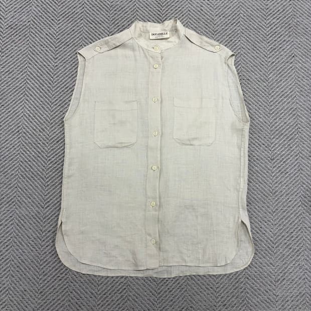 DONAMILLE 민소매 투포켓 린넨 셔츠 v4011