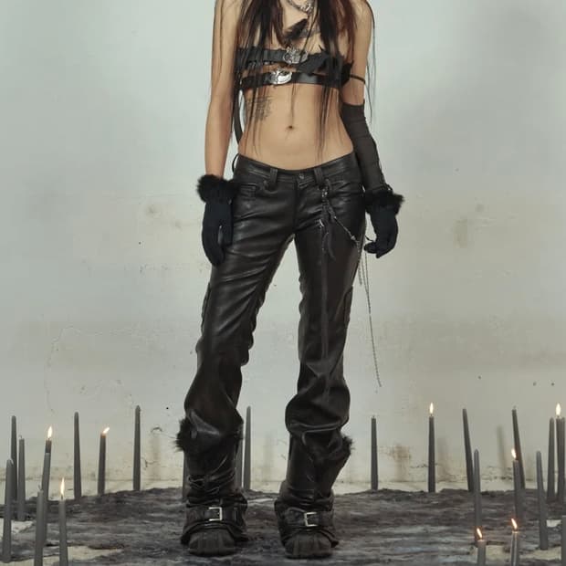 aesynctx scar boot cut pants 부츠컷 가죽 팬츠 s