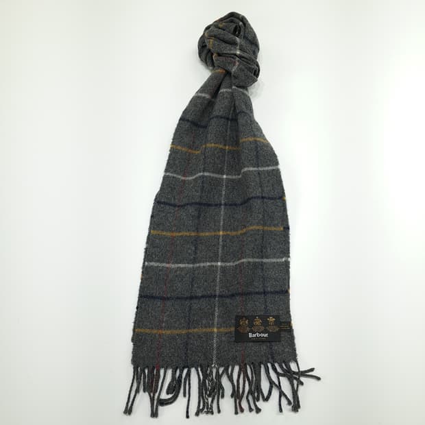 MX242 바버 그레이 윈도우페인 체크 램스울 목도리 머플러