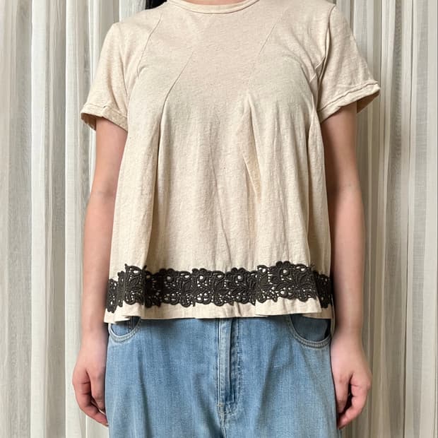 꼼데가르송 입체패턴 플레어 린넨 티셔츠 Comme des garcons