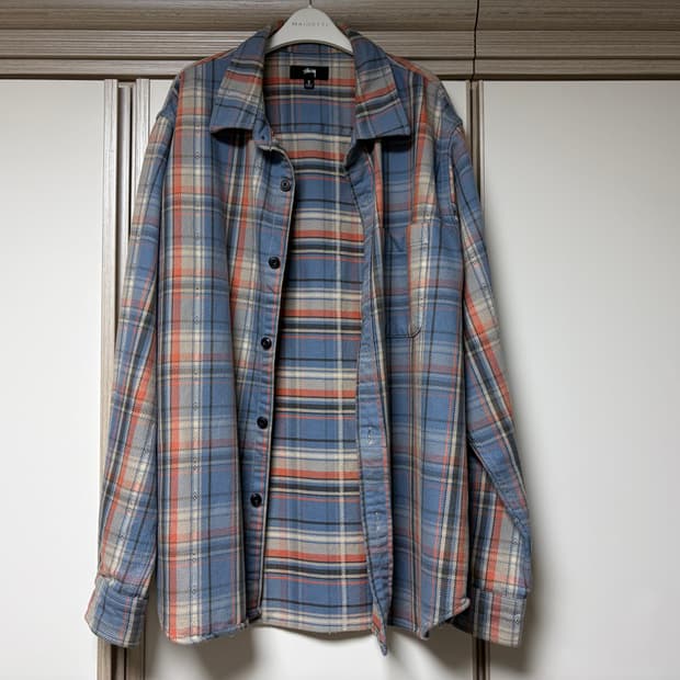 [S] Stussy 스투시 단 워시드 코튼 플레이드 셔츠