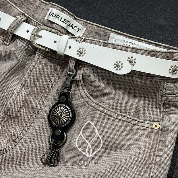 🌗 Daisy stud belt / 데이지 플라워 스터드 가죽 벨트