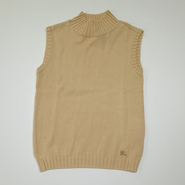 CL877 M 버버리 00s 일본판 터틀넥 베이지 니트 조끼