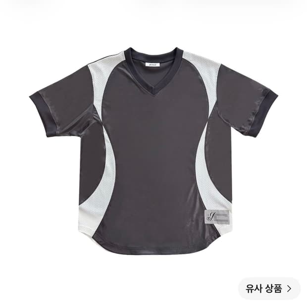 지초이 커브드 메쉬 티셔츠 브라운 오프 화이트